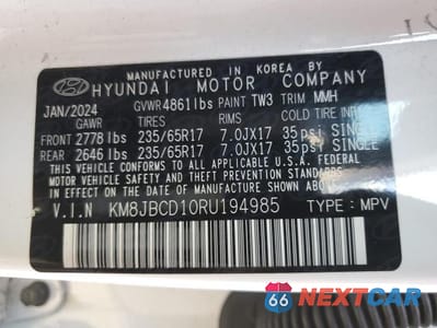 Zdjęcie 13 z 13 samochodu: 2024 HYUNDAI TUCSON BLUE VIN:KM8JBCD10RU194985 - miniatura