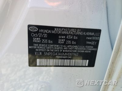 Zdjęcie 12 z 13 samochodu: 2021 HYUNDAI SONATA SE VIN:5NPEG4JA6MH087962 - miniatura