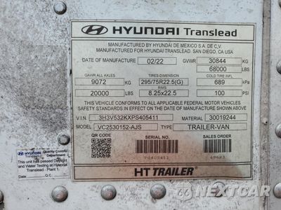 Zdjęcie 10 z 10 samochodu: 2023 HYUNDAI TRANSLEAD VC2530152-AJS DRY VAN TRAILER VIN:3H3V532KXPS405411 - miniatura