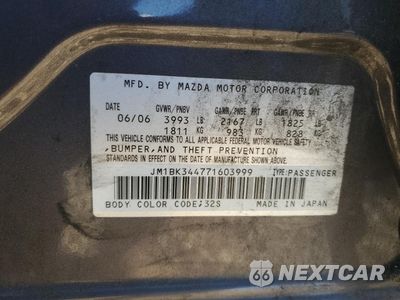 Zdjęcie 12 z 14 samochodu: 2007 MAZDA 3 HATCHBACK VIN:JM1BK344771603999 - miniatura