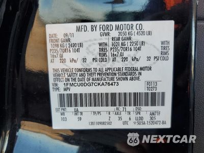 Zdjęcie 13 z 13 samochodu: 2012 FORD ESCAPE XLT VIN:1FMCU0DG7CKA76473 - miniatura