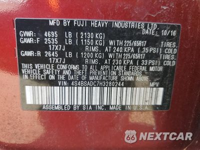 Zdjęcie 12 z 14 samochodu: 2017 SUBARU OUTBACK 2.5I PREMIUM VIN:4S4BSADC7H3280244 - miniatura