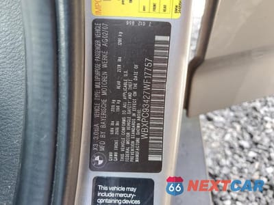 Zdjęcie 13 z 13 samochodu: 2007 BMW X3 3.0SI VIN:WBXPC93427WF17757 - miniatura