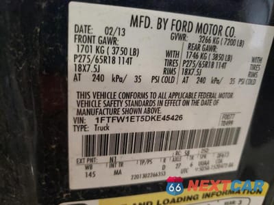 Zdjęcie 12 z 12 samochodu: 2013 FORD F150 SUPERCREW VIN:1FTFW1ET5DKE45426 - miniatura