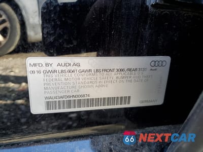 Zdjęcie 12 z 12 samochodu: 2017 AUDI A8 L QUATTRO VIN:WAU43AFD6HN006874 - miniatura