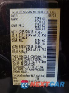 Zdjęcie 12 z 12 samochodu: 2013 NISSAN XTERRA X VIN:5N1AN0NU2DN824846 - miniatura