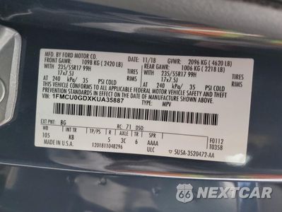 Zdjęcie 12 z 15 samochodu: 2019 FORD ESCAPE SE VIN:1FMCU0GDXKUA35887 - miniatura