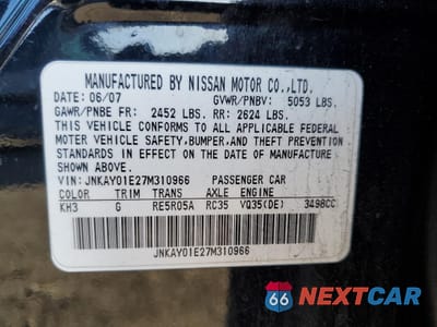 Zdjęcie 12 z 12 samochodu: 2007 INFINITI M35 BASE VIN:JNKAY01E27M310966 - miniatura