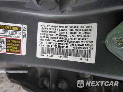Zdjęcie 12 z 12 samochodu: 2011 HONDA CIVIC LX VIN:19XFA1F50BE048141 - miniatura