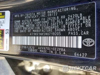 Zdjęcie 12 z 14 samochodu: 2022 TOYOTA CAMRY XSE VIN:4T1K61AK5NU719205 - miniatura