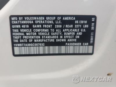 Zdjęcie 12 z 14 samochodu: 2016 VOLKSWAGEN PASSAT SE VIN:1VWBT7A39GC057532 - miniatura