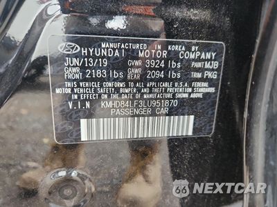 Zdjęcie 12 z 12 samochodu: 2020 HYUNDAI ELANTRA SEL VIN:KMHD84LF3LU951870 - miniatura
