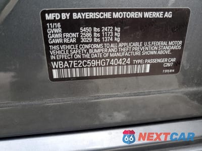 Zdjęcie 12 z 14 samochodu: 2017 BMW 740 I VIN:WBA7E2C59HG740424 - miniatura