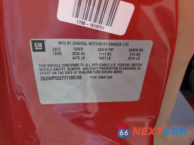 Zdjęcie 12 z 14 samochodu: 2007 PONTIAC GRAND PRIX VIN:2G2WP552771188158 - miniatura