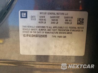 Zdjęcie 12 z 12 samochodu: 2013 CHEVROLET CRUZE LS VIN:1G1PA5SH9D7229035 - miniatura