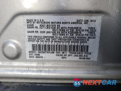 Zdjęcie 12 z 12 samochodu: 2013 MITSUBISHI OUTLANDER SPORT LE VIN:4A4AP5AU5DE023306 - miniatura