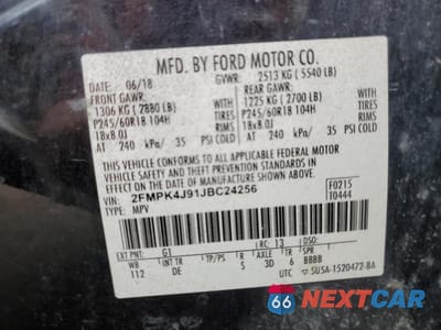 Zdjęcie 13 z 13 samochodu: 2018 FORD EDGE SEL VIN:2FMPK4J91JBC24256 - miniatura