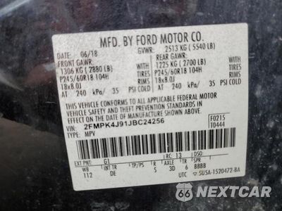 Zdjęcie 13 z 13 samochodu: 2018 FORD EDGE SEL VIN:2FMPK4J91JBC24256 - miniatura