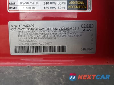 Zdjęcie 12 z 13 samochodu: 2007 AUDI A3 2.0 PREMIUM VIN:WAUNF78P97A227607 - miniatura