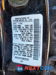 Zdjęcie 13 z 13 samochodu: 2003 NISSAN PATHFINDER LE VIN:JN8DR09Y03W825591 - miniatura