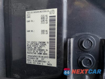 Zdjęcie 12 z 13 samochodu: 2012 NISSAN MAXIMA 3.5 S VIN:1N4AA5APXCC834103 - miniatura