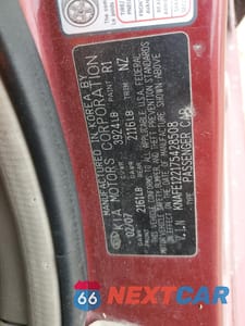 Zdjęcie 12 z 14 samochodu: 2007 KIA SPECTRA EX VIN:KNAFE122175428508 - miniatura
