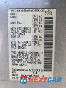 Zdjęcie 14 z 14 samochodu: 2010 NISSAN ARMADA SE VIN:5N1BA0ND0AN619036 - miniatura