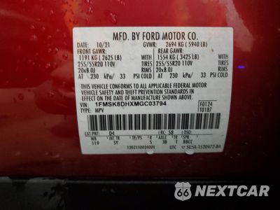 Zdjęcie 13 z 16 samochodu: 2021 FORD EXPLORER XLT VIN:1FMSK8DHXMGC03794 - miniatura