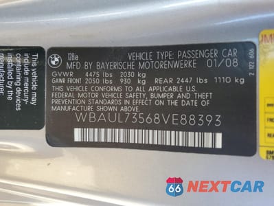 Zdjęcie 12 z 12 samochodu: 2008 BMW 128 I VIN:WBAUL73568VE88393 - miniatura