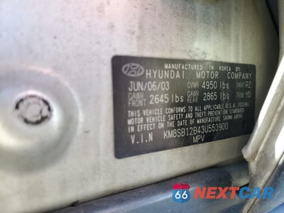 Zdjęcie 13 z 13 samochodu: 2003 HYUNDAI SANTA FE GL VIN:KM8SB12B43U553900 - miniatura