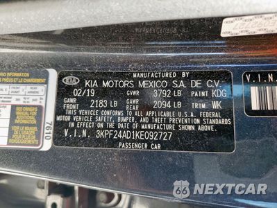 Zdjęcie 12 z 13 samochodu: 2019 KIA FORTE FE VIN:3KPF24AD1KE092727 - miniatura