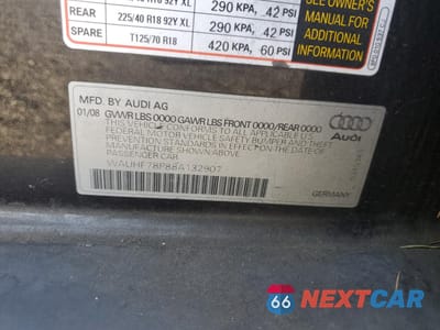 Zdjęcie 12 z 12 samochodu: 2008 AUDI A3 2.0 VIN:WAUHF78P88A132907 - miniatura