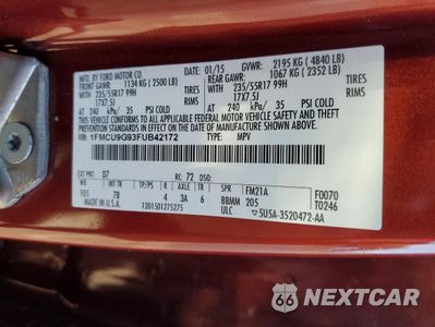 Zdjęcie 14 z 16 samochodu: 2015 FORD ESCAPE SE VIN:1FMCU9G93FUB42172 - miniatura