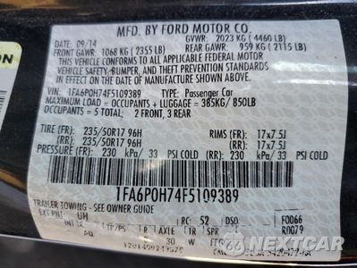Zdjęcie 12 z 12 samochodu: 2015 FORD FUSION SE VIN:1FA6P0H74F5109389 - miniatura