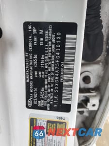 Zdjęcie 12 z 14 samochodu: 2015 KIA OPTIMA LX VIN:5XXGM4A75FG410130 - miniatura