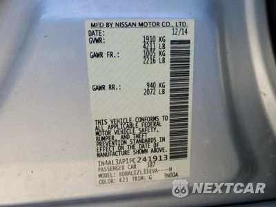 Zdjęcie 12 z 14 samochodu: 2015 NISSAN ALTIMA 2.5 VIN:1N4AL3AP1FC241913 - miniatura