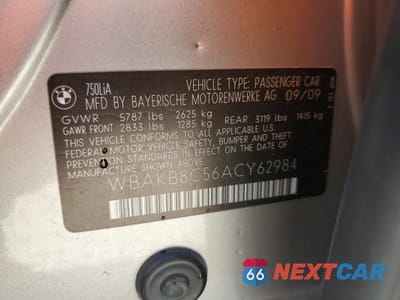 Zdjęcie 12 z 12 samochodu: 2010 BMW 750 LI VIN:WBAKB8C56ACY62984 - miniatura