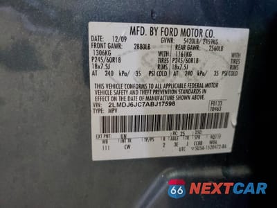Zdjęcie 13 z 13 samochodu: 2010 LINCOLN MKX VIN:2LMDJ6JC7ABJ17598 - miniatura