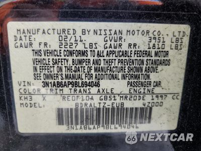 Zdjęcie 12 z 14 samochodu: 2011 NISSAN SENTRA 2.0 VIN:3N1AB6AP9BL694046 - miniatura