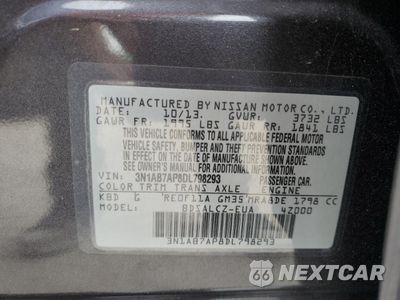 Zdjęcie 12 z 12 samochodu: 2013 NISSAN SENTRA S VIN:3N1AB7AP8DL798293 - miniatura