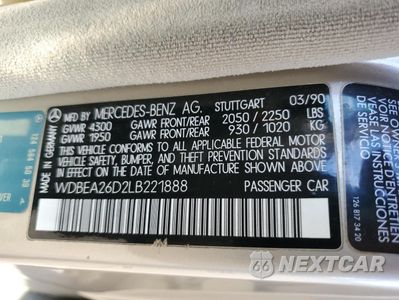 Zdjęcie 12 z 12 samochodu: 1990 MERCEDES-BENZ 300 E 2.6 VIN:WDBEA26D2LB221888 - miniatura