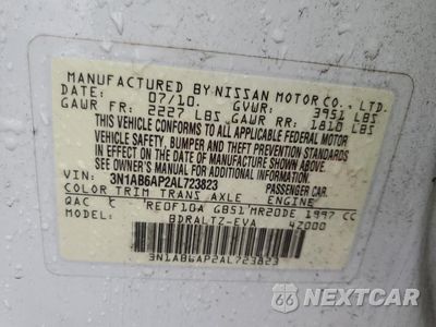 Zdjęcie 12 z 12 samochodu: 2010 NISSAN SENTRA 2.0 VIN:3N1AB6AP2AL723823 - miniatura