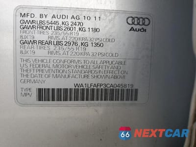 Zdjęcie 13 z 13 samochodu: 2012 AUDI Q5 PREMIUM PLUS VIN:WA1LFAFP3CA045819 - miniatura