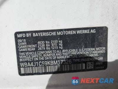 Zdjęcie 12 z 12 samochodu: 2019 BMW 430I GRAN COUPE VIN:WBA4J1C59KBM17326 - miniatura