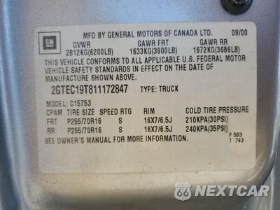Zdjęcie 12 z 12 samochodu: 2001 GMC NEW SIERRA C1500 VIN:2GTEC19T811172847 - miniatura