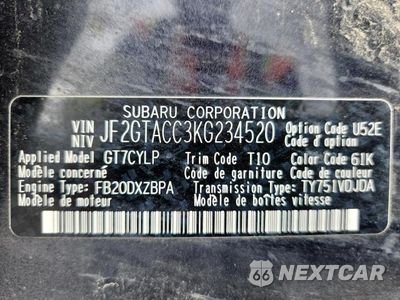 Zdjęcie 12 z 12 samochodu: 2019 SUBA CROSSTREK VIN:JF2GTACC3KG234520 - miniatura