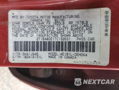 Zdjęcie 12 z 14 samochodu: 1996 TOYOTA COROLLA VIN:2T1BA02E1TC132631 - miniatura