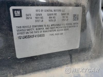 Zdjęcie 12 z 14 samochodu: 2015 CHEVROLET SONIC LS VIN:1G1JA5SH0F4104693 - miniatura