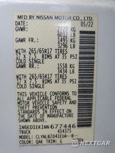 Zdjęcie 12 z 13 samochodu: 2022 NISSAN FRONTIER S VIN:1N6ED1EK1NN677446 - miniatura