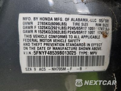 Zdjęcie 13 z 13 samochodu: 2009 HONDA PILOT EXL VIN:5FNYF48539B013025 - miniatura